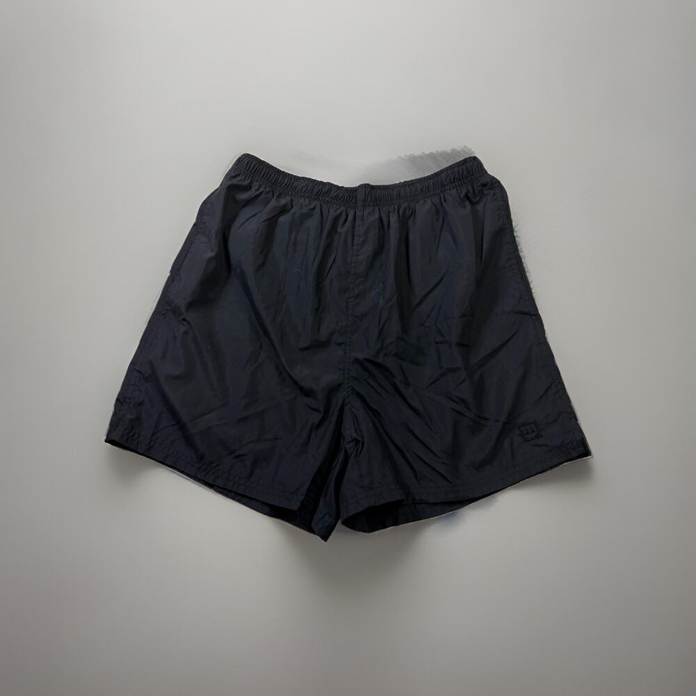 VTG Wilson Swim Trunks Men’s Black Nylon Lined Running Shorts 90s